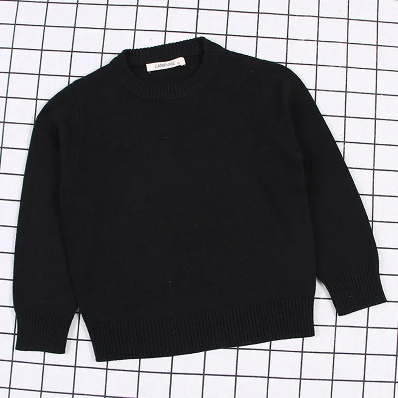 2025 New Autumn Baby Boys Girls Pure Color Sweaters 1-8Yrs K