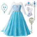 Summer Fancy Queen Elsa Anna Costume Girls Princess Dress To