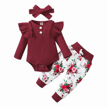 Load image into Gallery viewer, Baby Girls Ruffle Long Sleeve Vest &amp; Floral Leggings See:Saw Kids