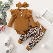 Load image into Gallery viewer, Baby Girls Ruffle Long Sleeve Vest &amp; Leopard Print Leggings See:Saw Kids