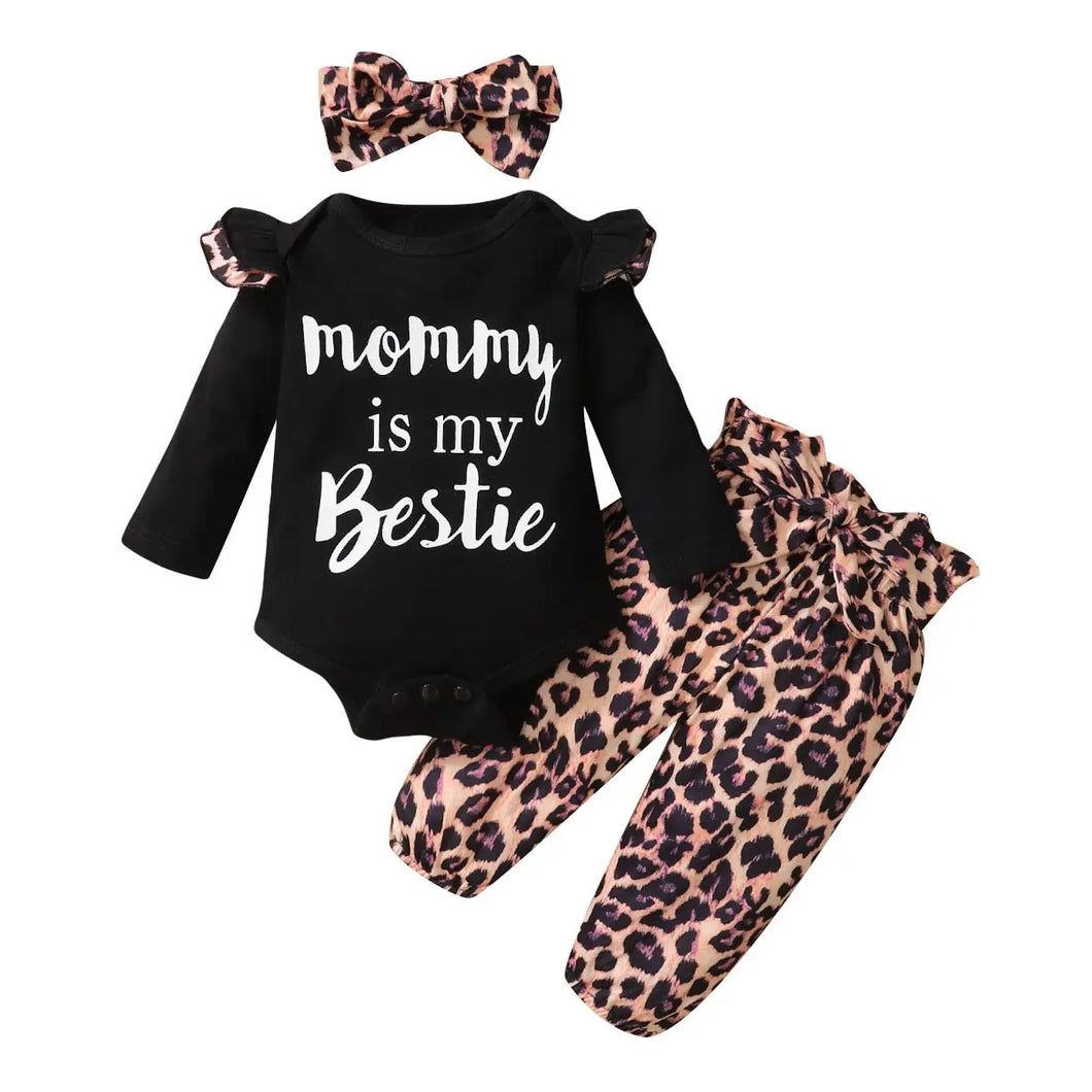 Baby Girls Ruffle Long Sleeve Vest & Leopard Print Trousers See:Saw Kids