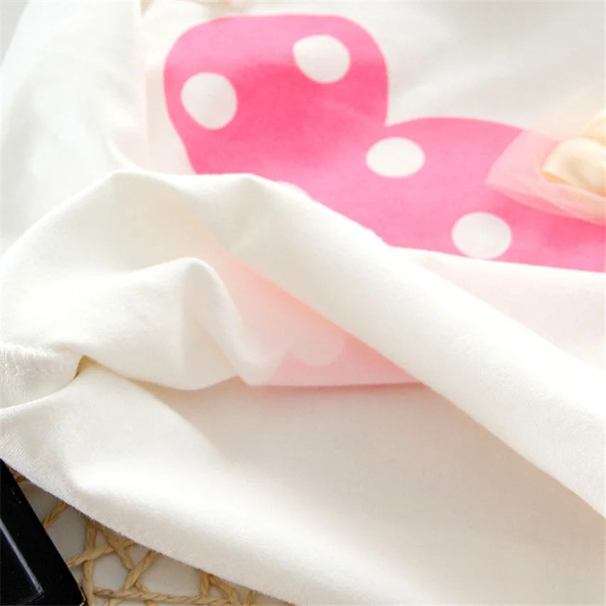 Fashion Bow Dot T shirt+ Pant Suit