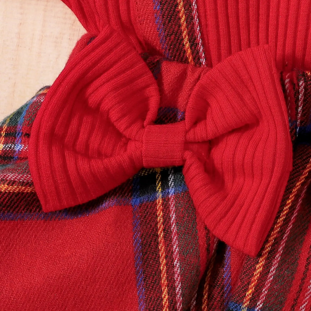 Plaid Bow Dress Long Sleeve With Headband See:Saw Kids