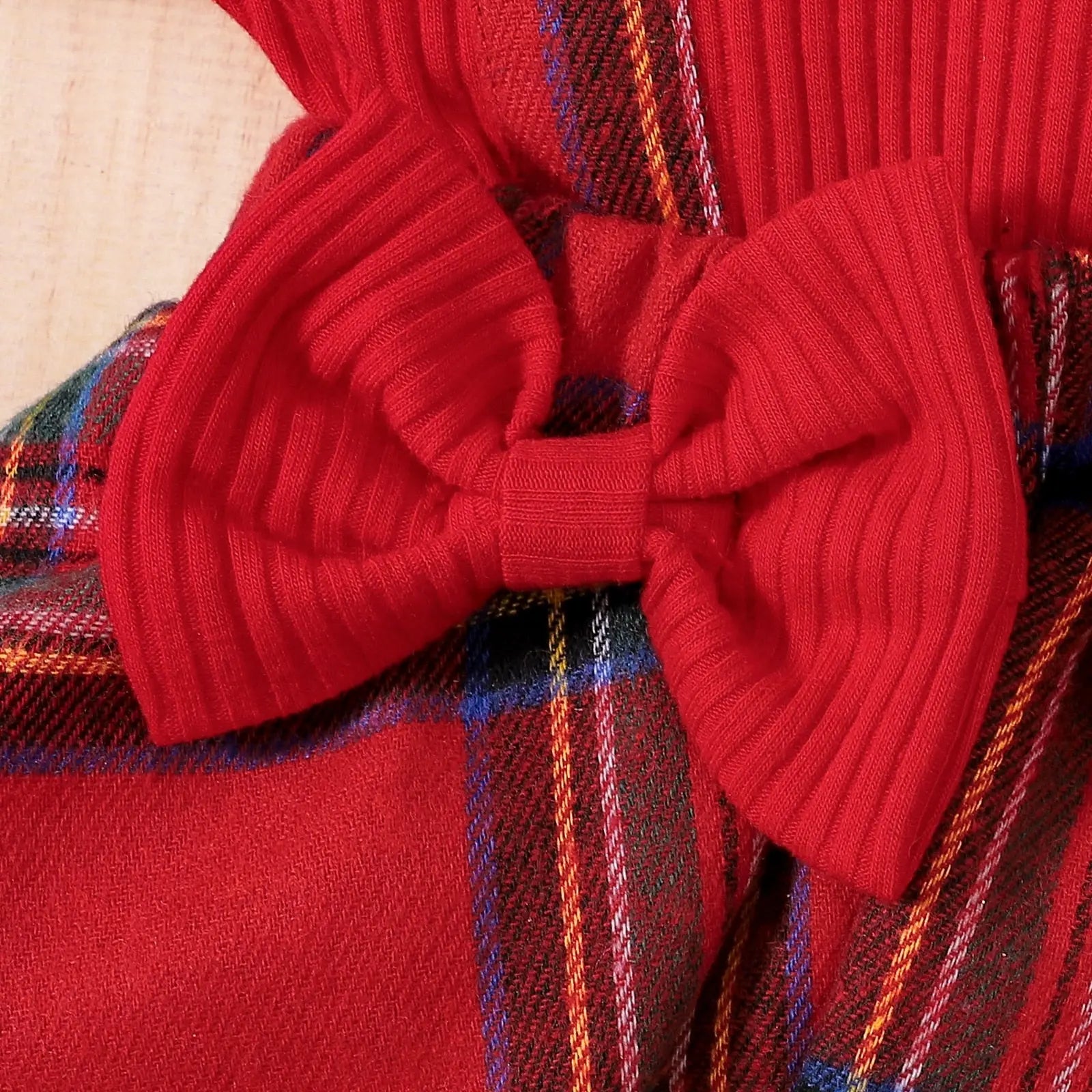Plaid Bow Dress Long Sleeve With Headband See:Saw Kids