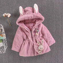 Load image into Gallery viewer, Plush bunny hooded girls coat See:Saw Kids
