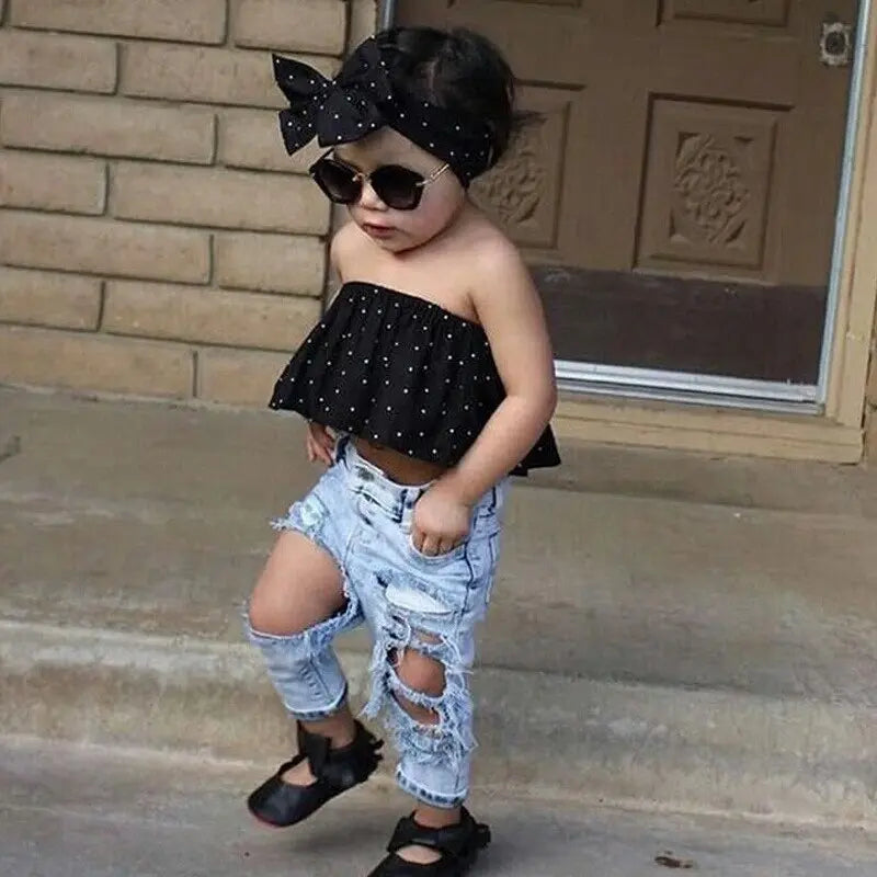 Polka Dot & Denim Outfit See:Saw Kids