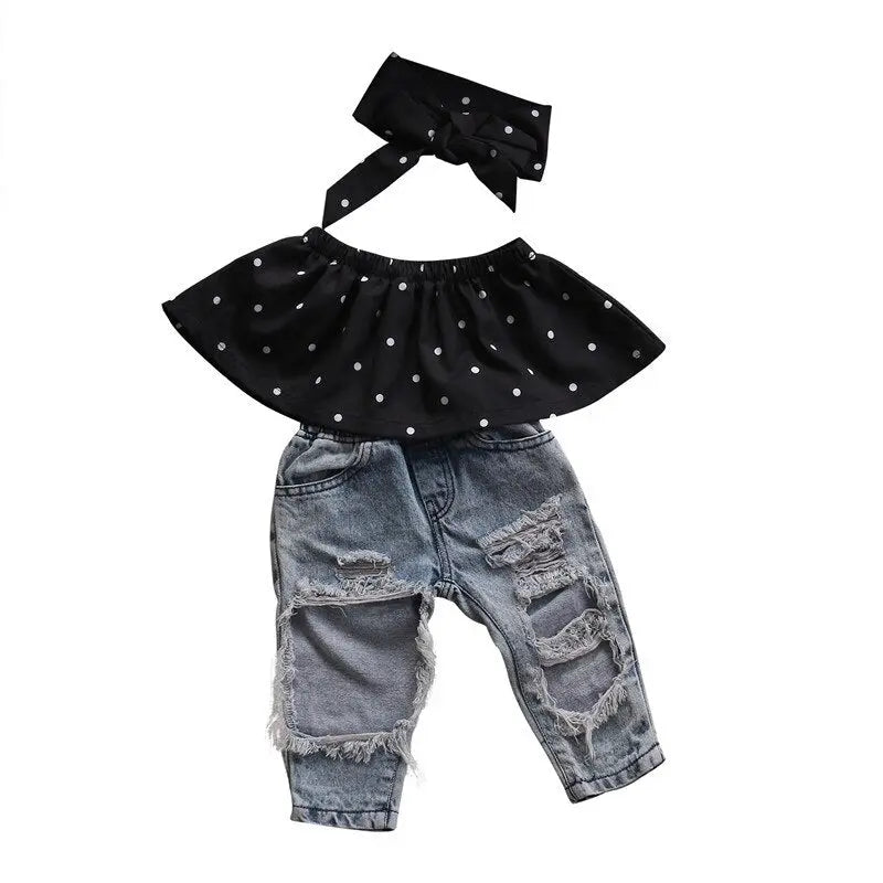 Polka Dot & Denim Outfit See:Saw Kids