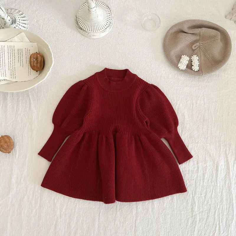 Puff Sleeve Girls Knit Dress See:Saw Kids
