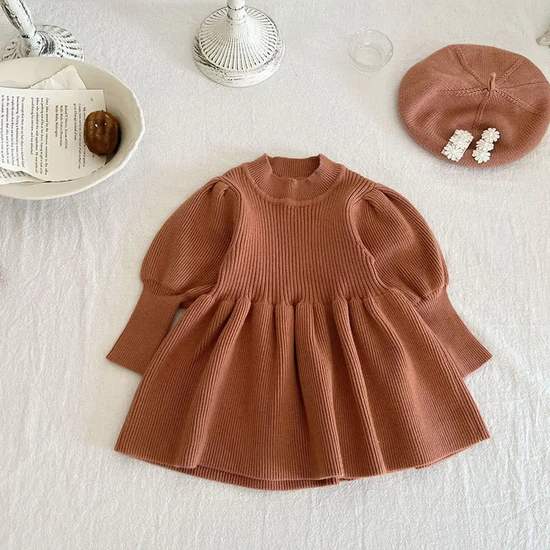 Puff Sleeve Girls Knit Dress See:Saw Kids