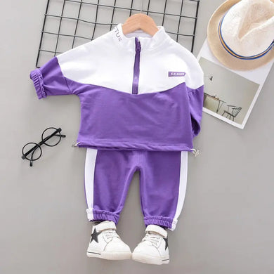 Purple & White Fashionable Toddler Tracksuit See:Saw Kids