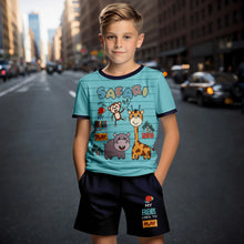 Load image into Gallery viewer, 3d cartoon print short sleeve t-shirt suit shorts