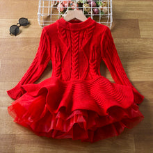 Load image into Gallery viewer, Children&#39;s Red Christmas Party Winter Knit Dresses