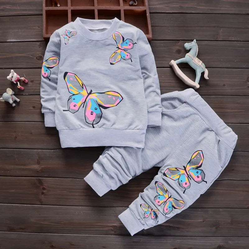 Butterfly print sweatshirt sport outfit set ages 6 months to 9 years | See:Saw Kids