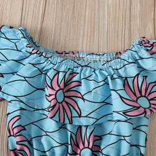 Load image into Gallery viewer, African Floral Cotton Romper with Head Wrap