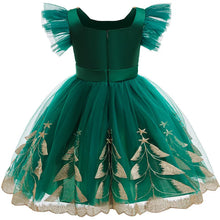 Load image into Gallery viewer, Christmas Tree Embroidery Princess Dress