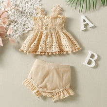 Load image into Gallery viewer, 2PCS Baby Girl Summer Flower Sling Harness Set Triangle Crawling Suit