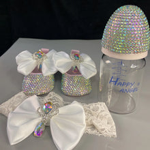 Load image into Gallery viewer, Luxury Baby Bottles &amp; Shoes Headband Set Keepsake
