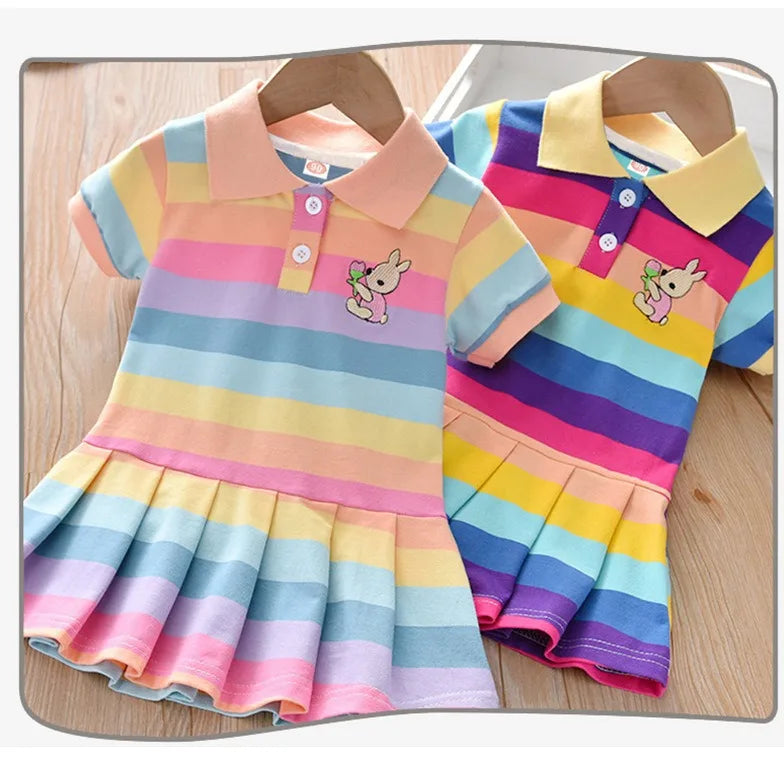 Girls casual rainbow short-sleeved dress | See:Saw Kids
