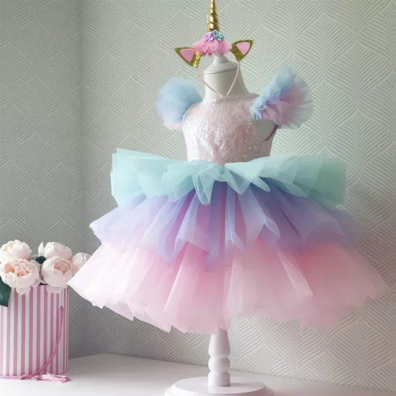 Flower girl unicorn rainbow wedding party dress | See:Saw Kids