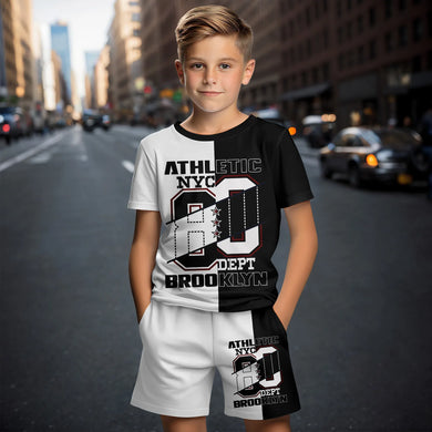 3d cartoon print short sleeve t-shirt suit shorts