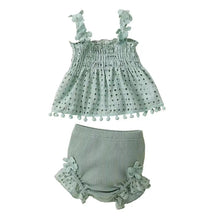 Load image into Gallery viewer, 2PCS Baby Girl Summer Flower Sling Harness Set Triangle Crawling Suit