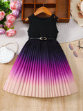 Girls gradient colour blocking pleated dress sleeveless | See:Saw Kids