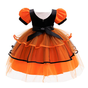 Orange Halloween Kids Dress