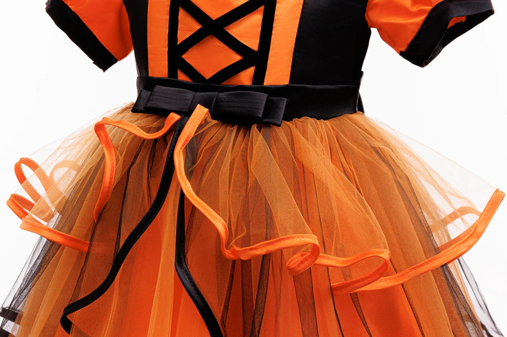 Orange Halloween Kids Dress