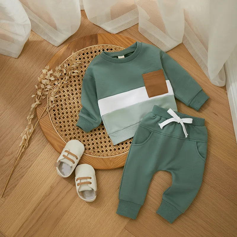 Contrast colour long sleeve tracksuit set for kids | See:Saw Kids
