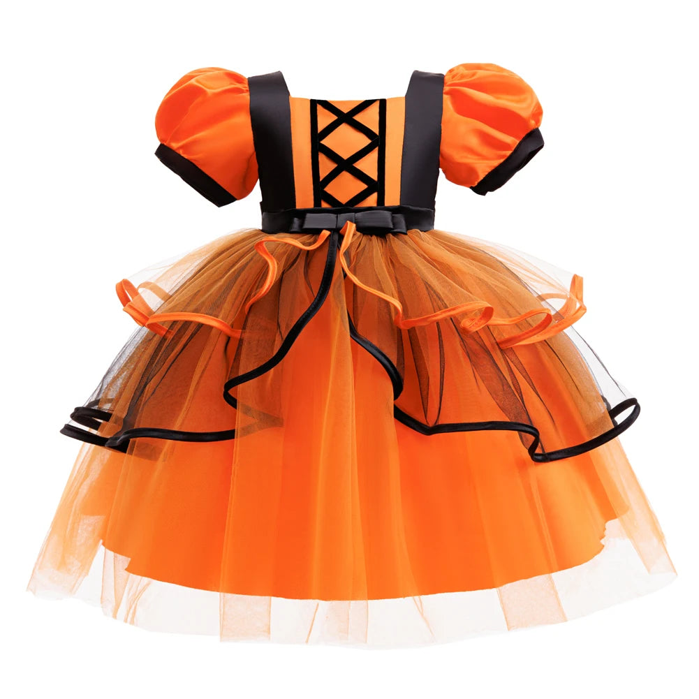 Orange Halloween Kids Dress