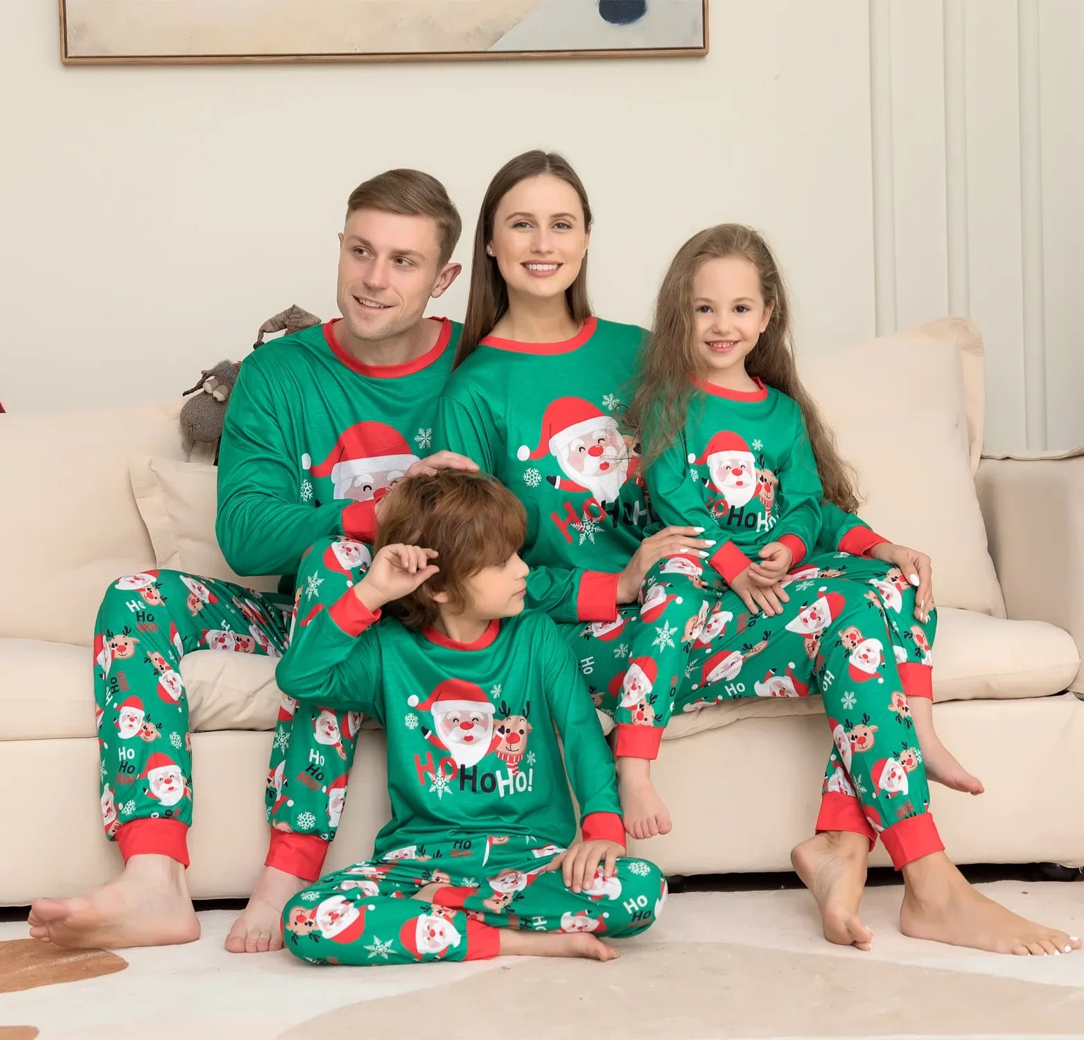 Family Christmas pyjamas set Santa and elk print | See:Saw Kids