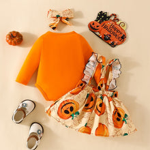 Load image into Gallery viewer, Halloween Pumpkin Suspender Skirt Headband