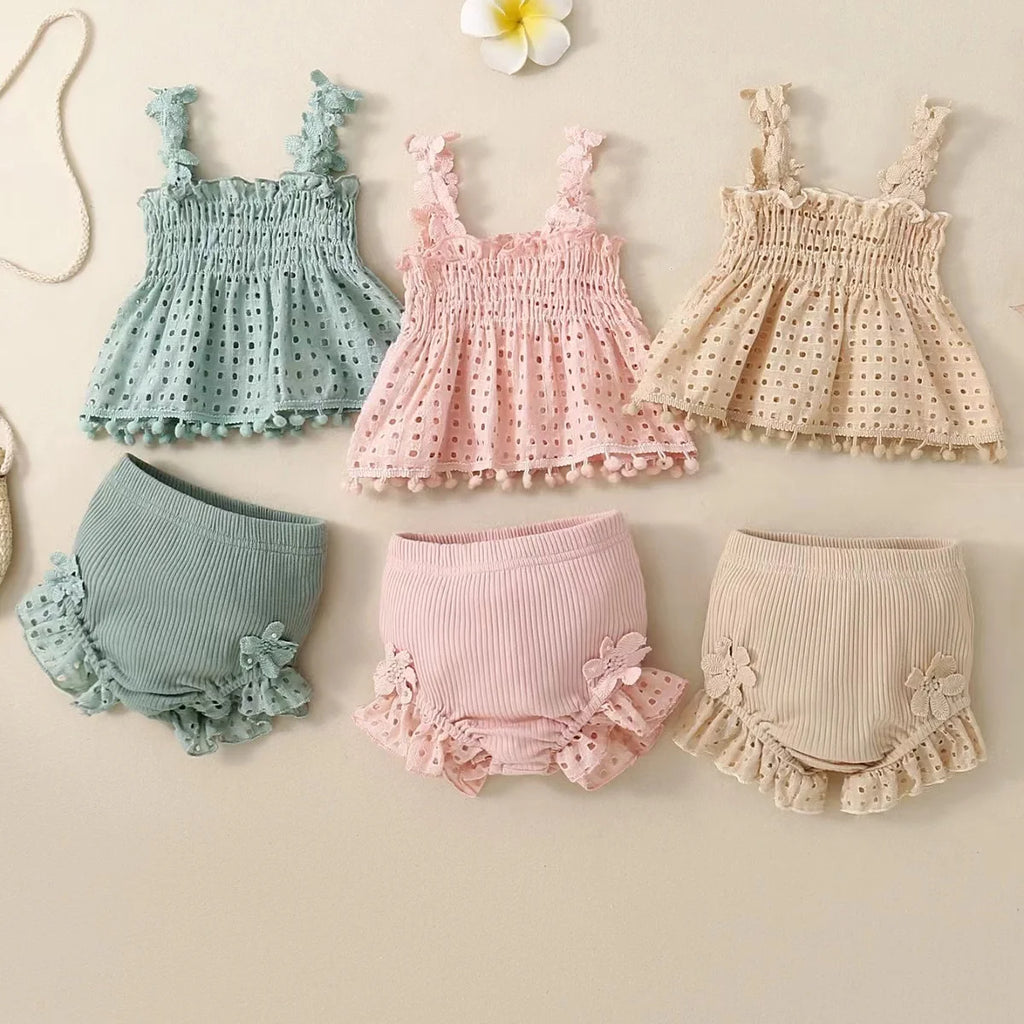 Baby girl summer flower sling harness triangle crawling suit | See:Saw Kids
