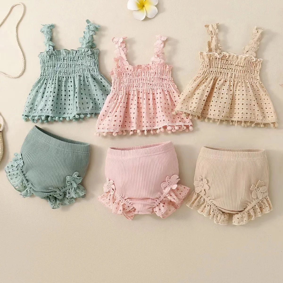 Baby girl summer flower sling harness triangle crawling suit | See:Saw Kids