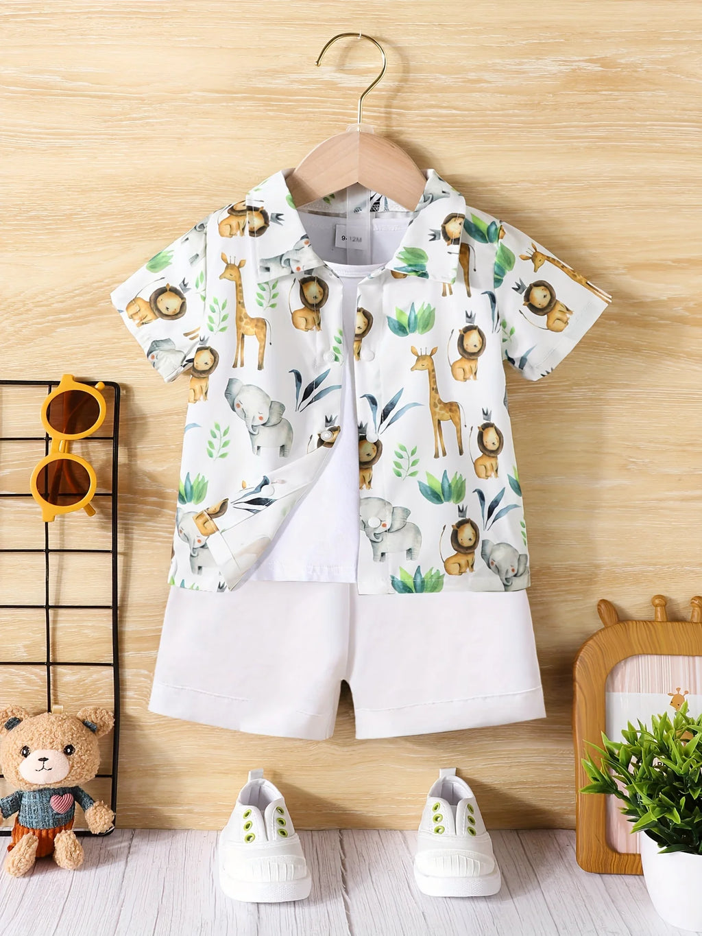 Animal print short sleeve shorts set for kids | See:Saw Kids
