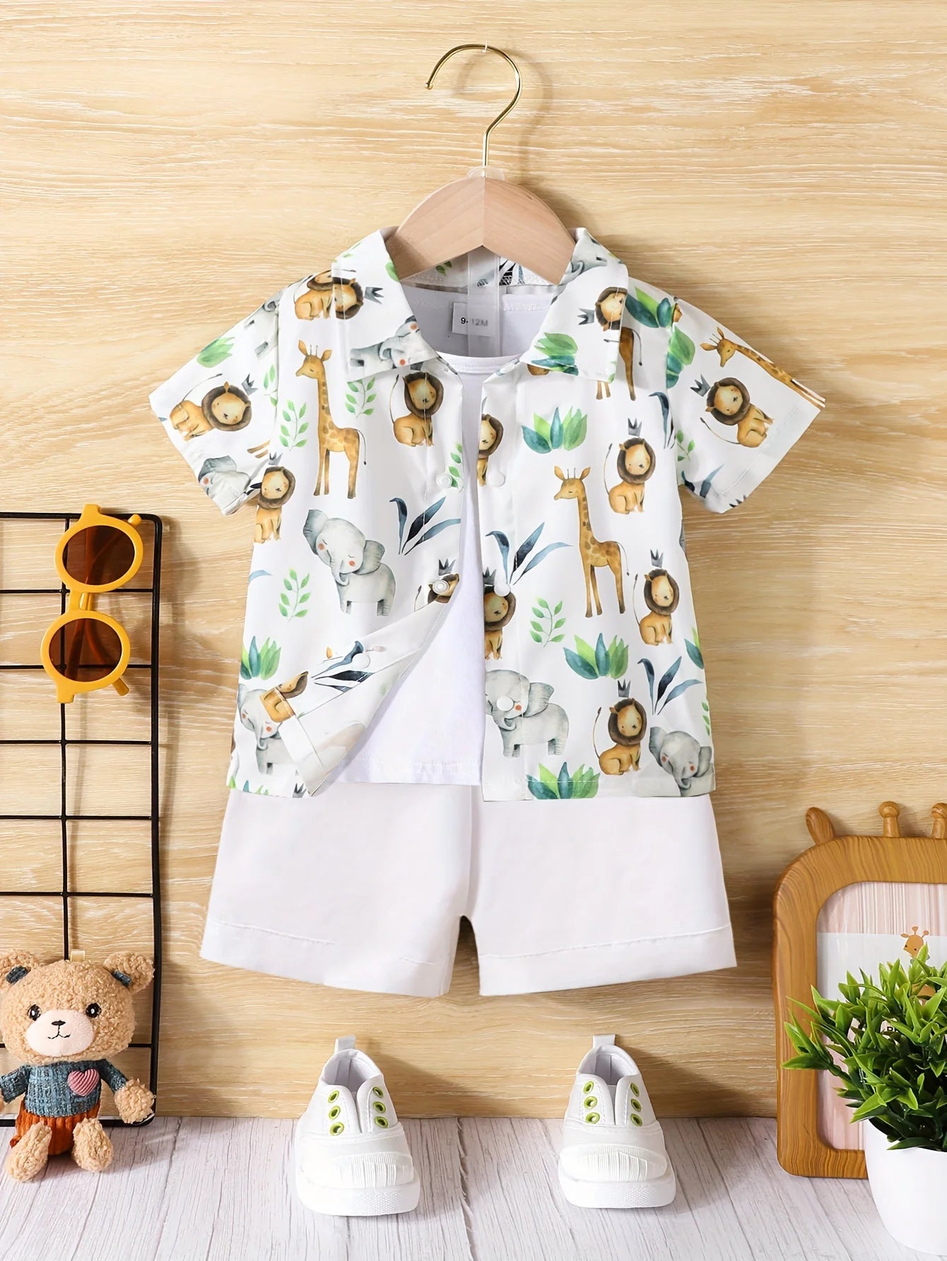 Animal print short sleeve shorts set for kids | See:Saw Kids