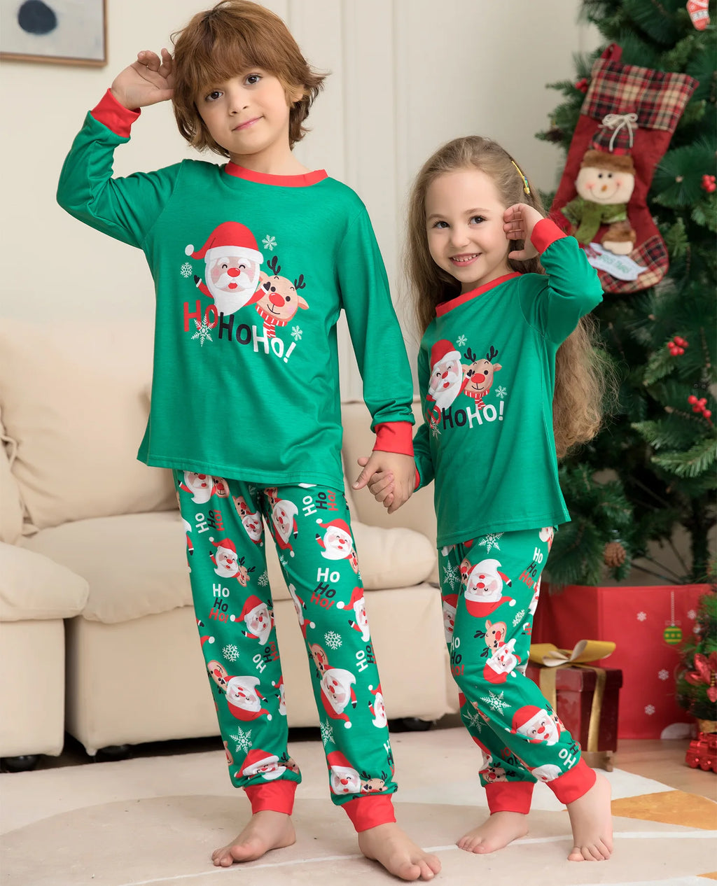 Family Christmas Pajama's Set Santa & Elk