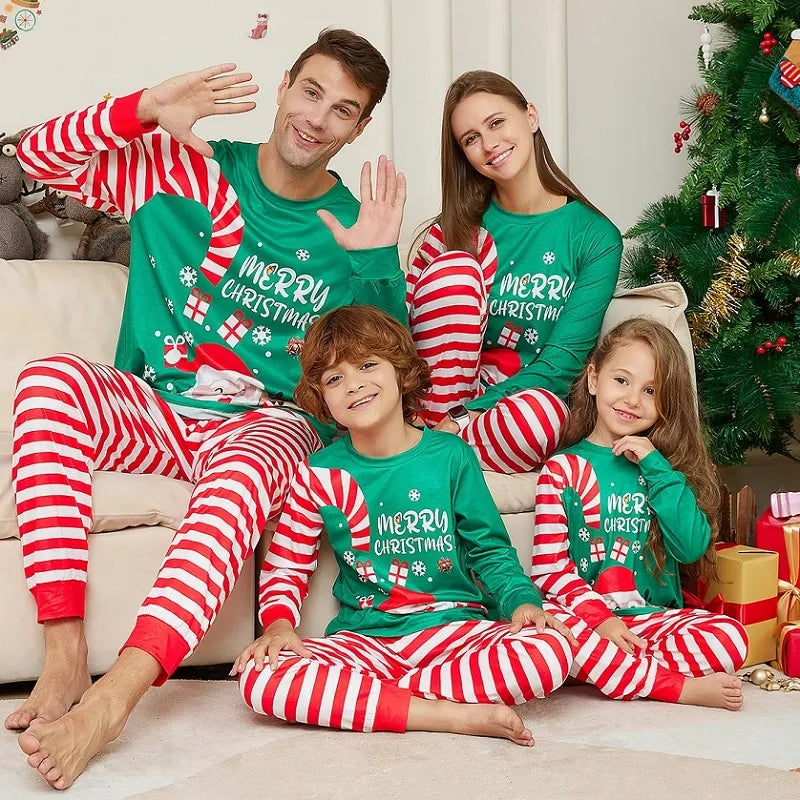 Christmas family matching pyjamas candy cane print | See:Saw Kids