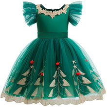 Load image into Gallery viewer, Christmas Tree Embroidery Princess Dress