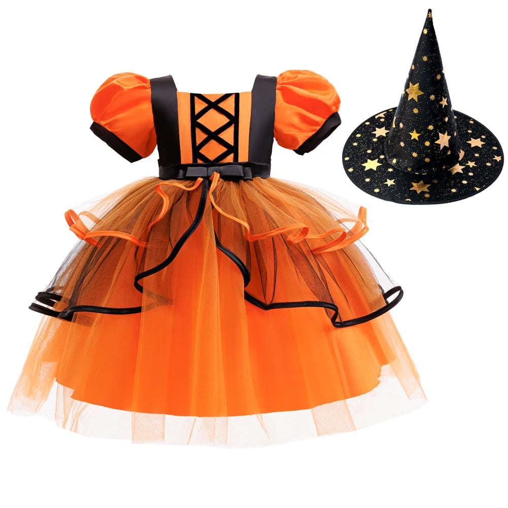 Orange Halloween Kids Dress