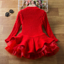 Load image into Gallery viewer, Children&#39;s Red Christmas Party Winter Knit Dresses