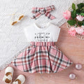 Sleeveless spliced plaid dress and headband set for girls | See:Saw Kids