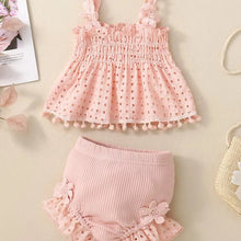 Load image into Gallery viewer, 2PCS Baby Girl Summer Flower Sling Harness Set Triangle Crawling Suit