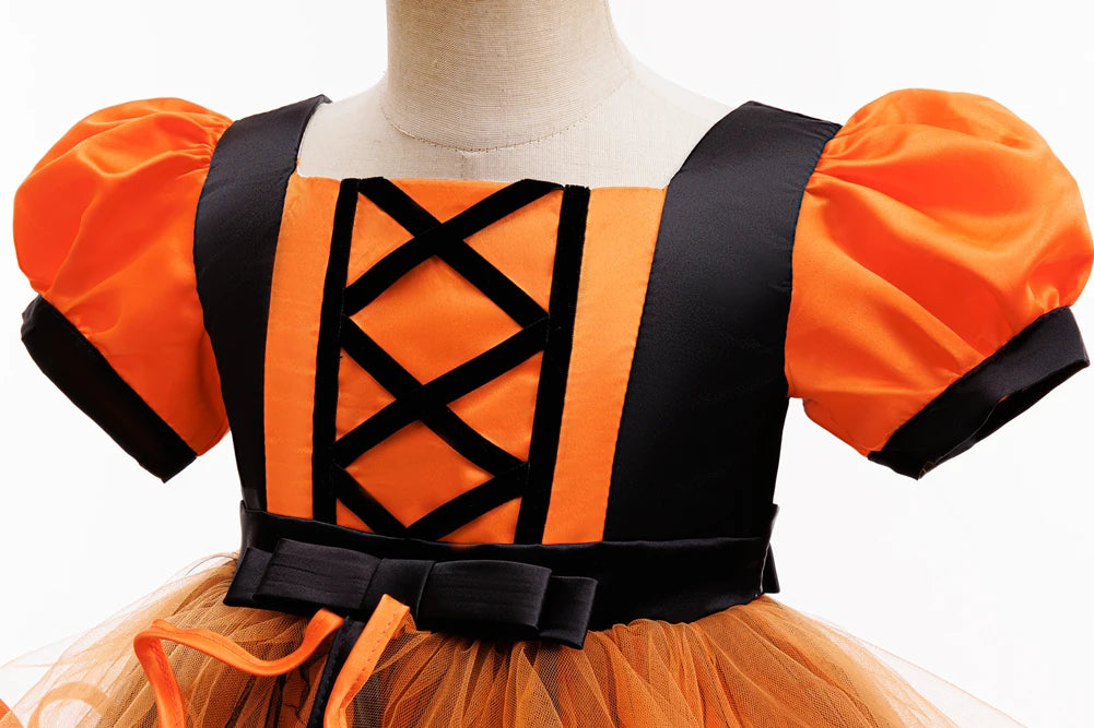 Orange Halloween Kids Dress