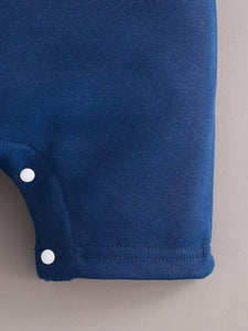 3-Piece Newborn Comfort Lapel Short Sleeve Shorts Patchwork Jumpsuit + Hat Suit
