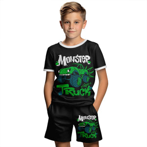Monster Truck Car Summer Short Sleeve T-Shirt & Shorts Sets