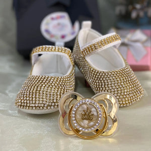 Luxury Baby Bottles & Shoes Headband Set Keepsake