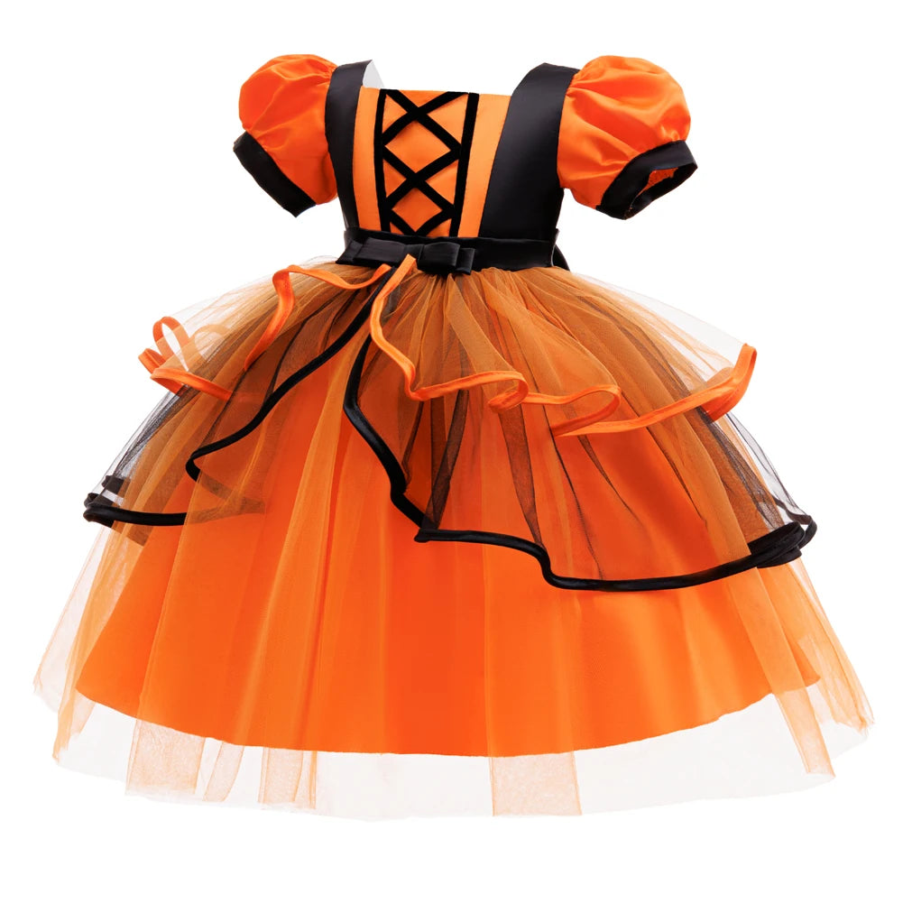 Orange Halloween Kids Dress