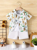 Animal Print Short Sleeve Shorts set