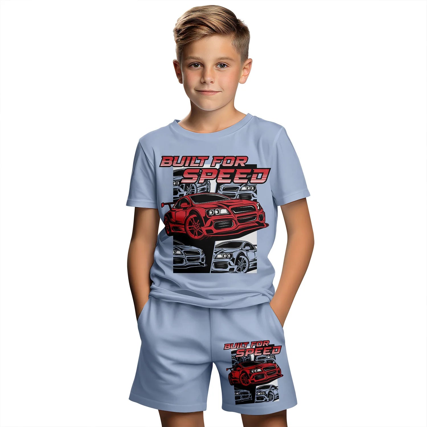 Built for speed summer short sleeve t-shirt and shorts suit | See:Saw Kids